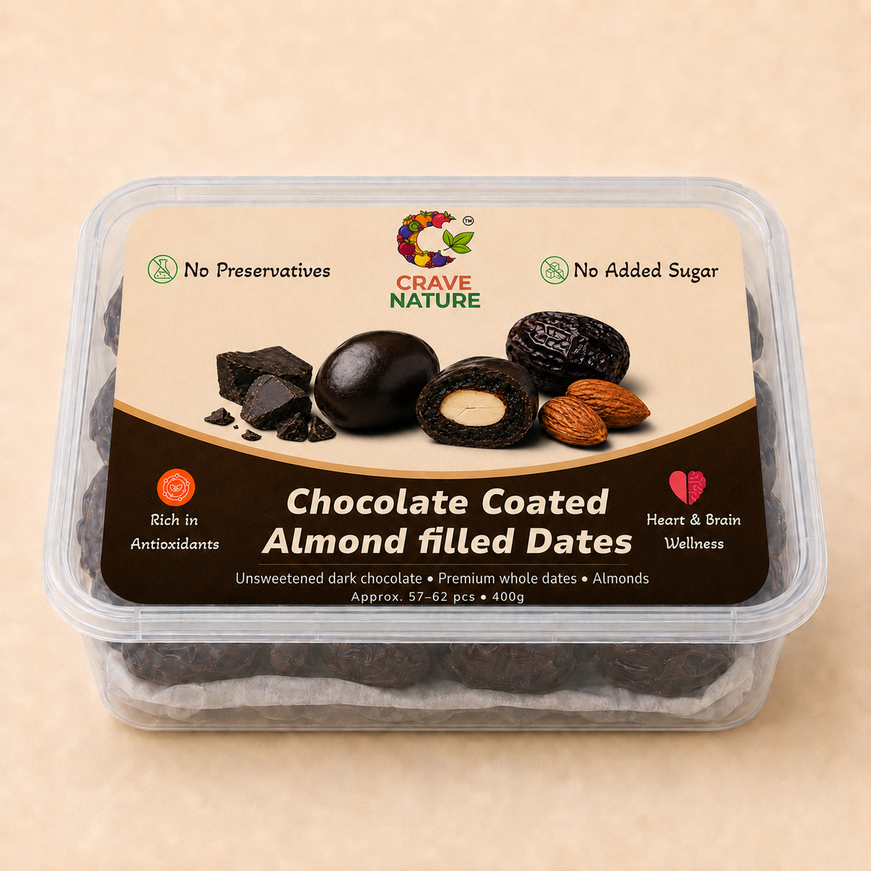 Chocolate Coated Almond Filled Dates